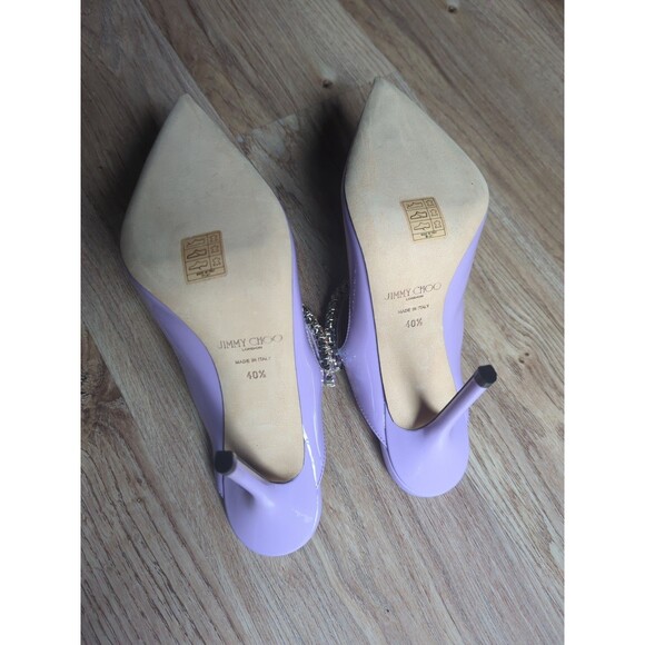Jimmy Choo Bing 100 Lilac Patent Leather Slip On Mule Heels Womens EU 40.5 - Picture 14 of 16